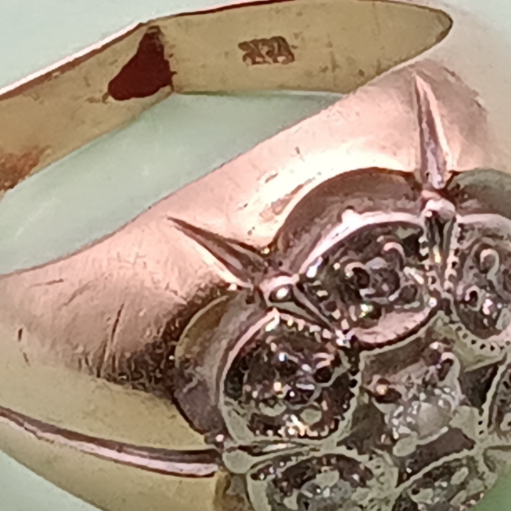 Antique 18TH CENTURY GEORGIAN 16K Gold 7 DIAMOND CLUSTER MENS RING